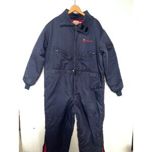 Riverside Budweiser Insulated Coveralls Men XL Navy Quilted Lined vtg Y2k nascar